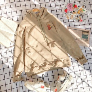 Áo Hoodie Nỉ Bông có túi hộp PUPPY màu Caramel Unisex