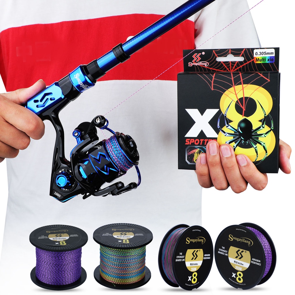 Cuộn Dây Câu Cá Sougayilang Bện 8 Sợi Tải Trọng 7.6-45.8kg Dài 8x 150m