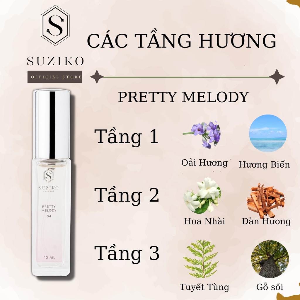 Nước hoa nữ Pretty Melody hương thơm dịu dàng, tinh tế. Nước hoa mini gợi cảm 3ml dạng xịt tiện lợi