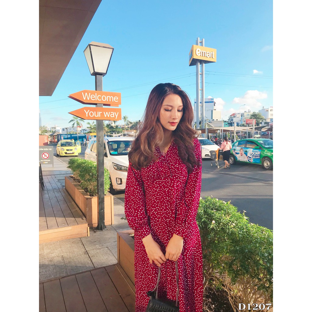 [ Hình thật ] D1207 Đầm maxi đỏ bi vintage | BigBuy360 - bigbuy360.vn