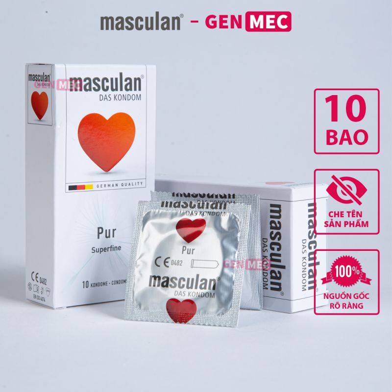 BAO CAO SU CAO CẤP BCS (CONDOM) MASCULAN PUR SIÊU MỎNG, HÀNG NHẬP KHẨU ĐỨC CHÍNH HÃNG (HỘP 10 CÁI)