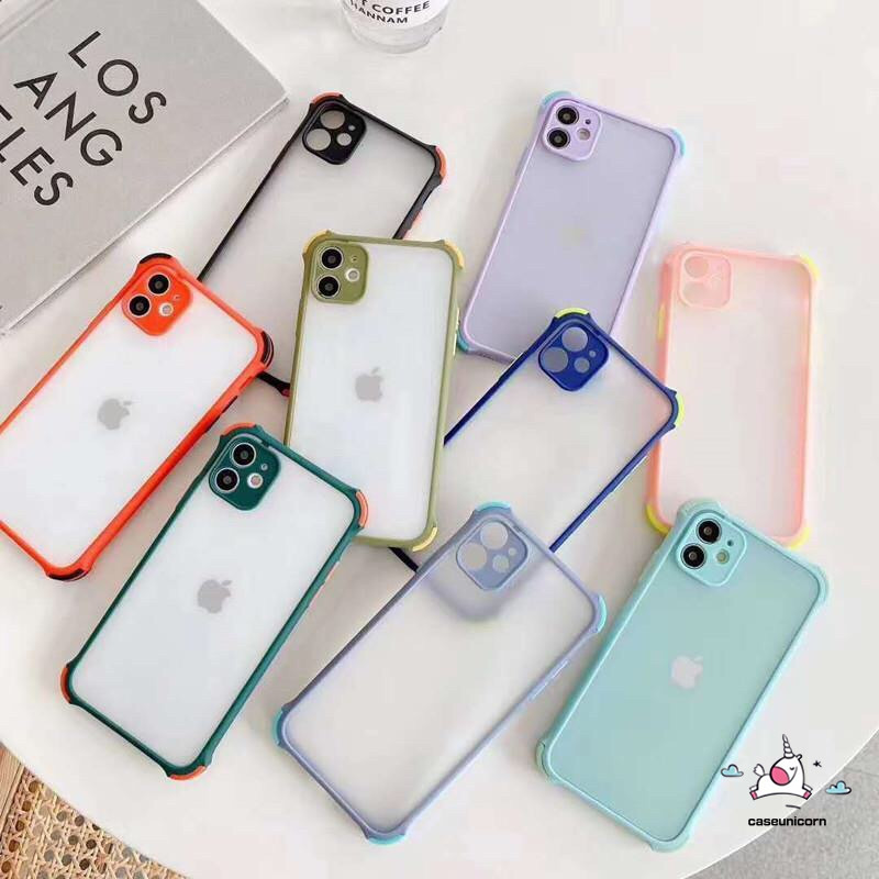Ốp điện thoại cứng mặt nhám viền màu kẹo cho iPhone 11 8plus 7plus iPhone 6 6s Plus 7 8 X XR XS MAX 11pro Max SE 2020 | BigBuy360 - bigbuy360.vn