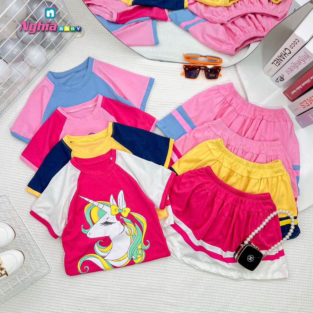Đồ bộ bé gái - Set bộ chân váy kèm quần NGHĨA BABY cho bé gái size đại nhí từ 23 đến 40kg