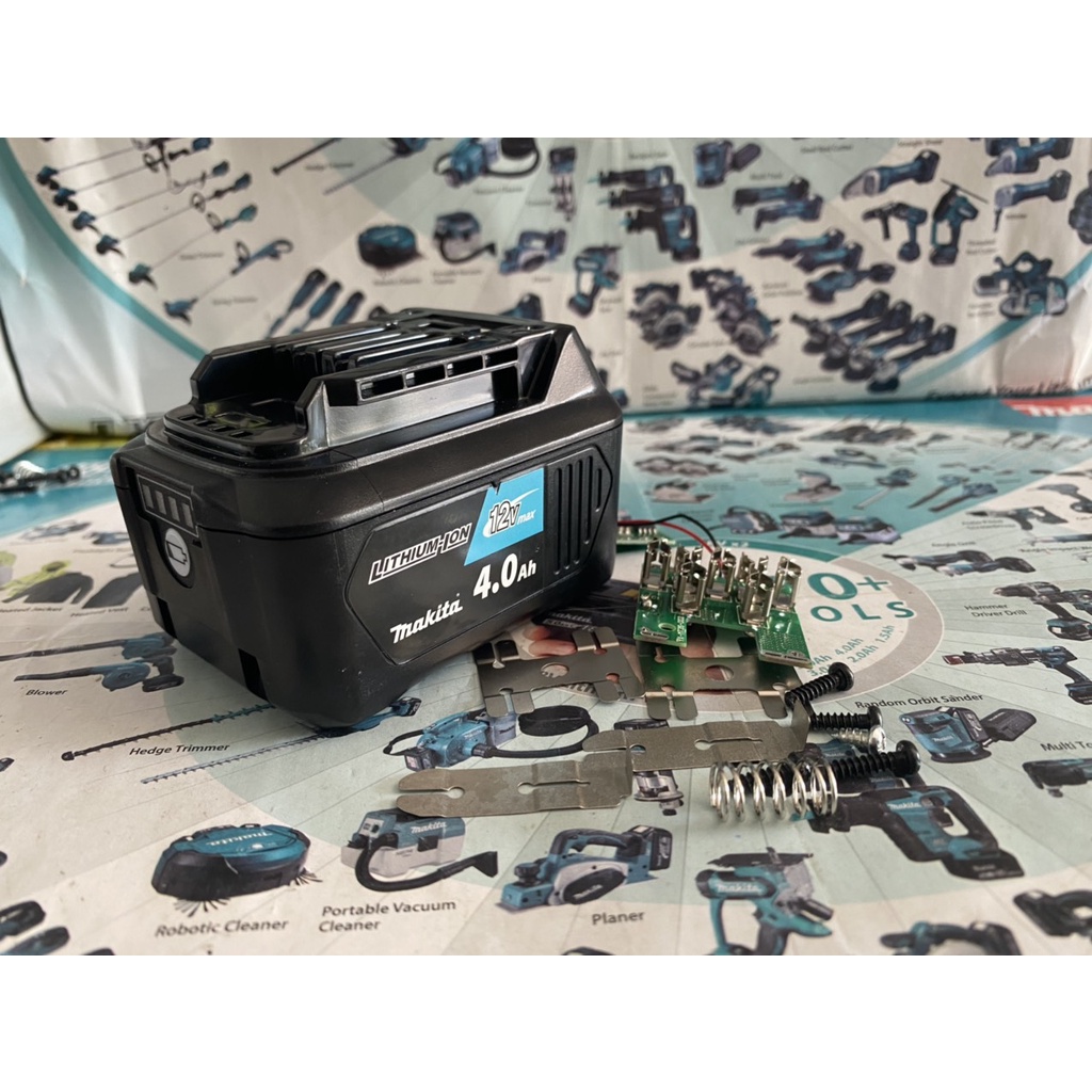 Vỏ, mạch pin Makita 10.8V - 12V MAX Li-ion trượt, Led báo pin và nhận sạc zin. BN.