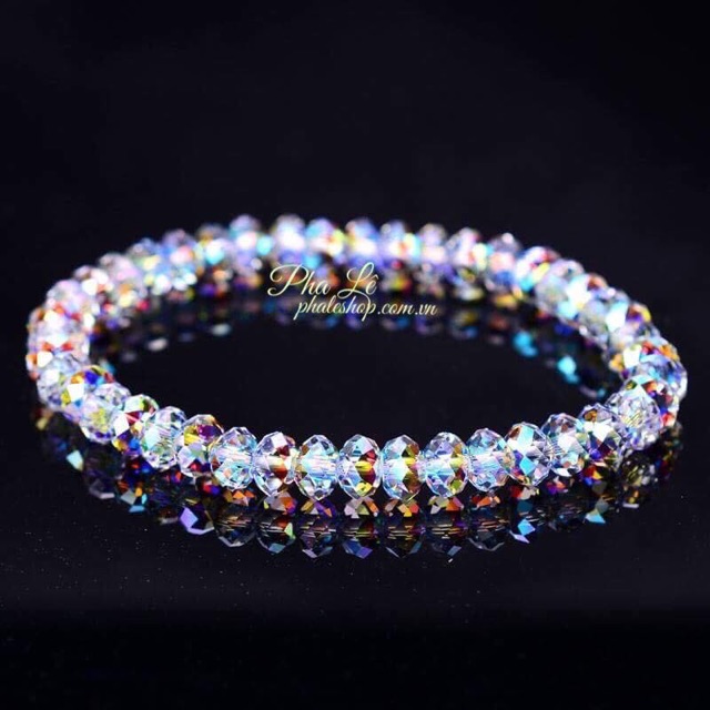 Vòng Tay Pha Lê Tròn Dẹp 06mm Trắng Được Thiết Kế Từ Pha Lê Swarovski