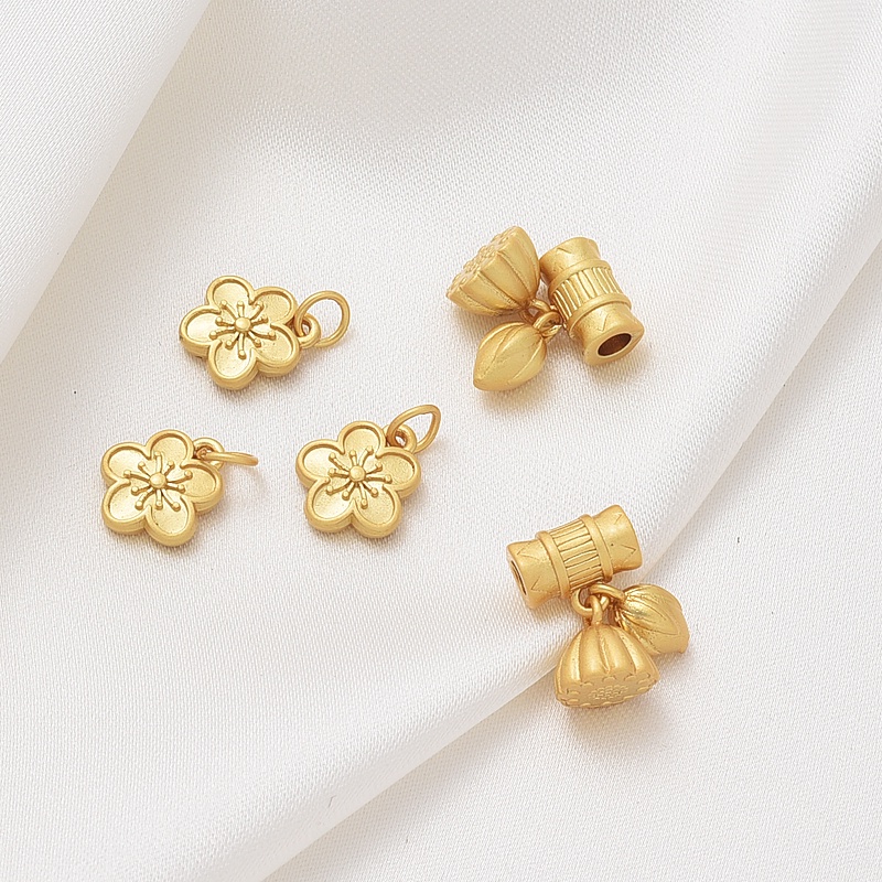 Mặt Dây Chuyền Hình Hoa Sen Năm Cánh Màu Vàng 18K diy