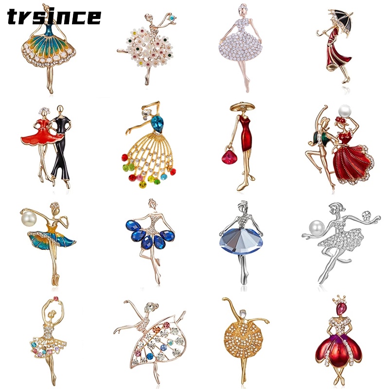 Ghim Cài Áo Hình Vũ Công Đính Đá Pha Lê Sang Trọng Cho Nữ