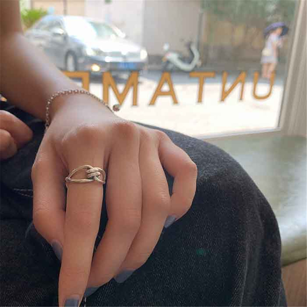 Bộ 2 nhẫn dạng hở có thể điều chỉnh kích thước phong cách cổ điển cá tính cho nữ Yanqueens Đồ trang sức