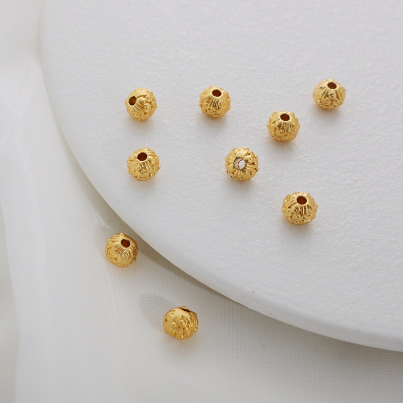 Bộ 10 Hạt Tròn Màu Vàng 18K 6mm Dùng Làm Trang Sức Thủ Công