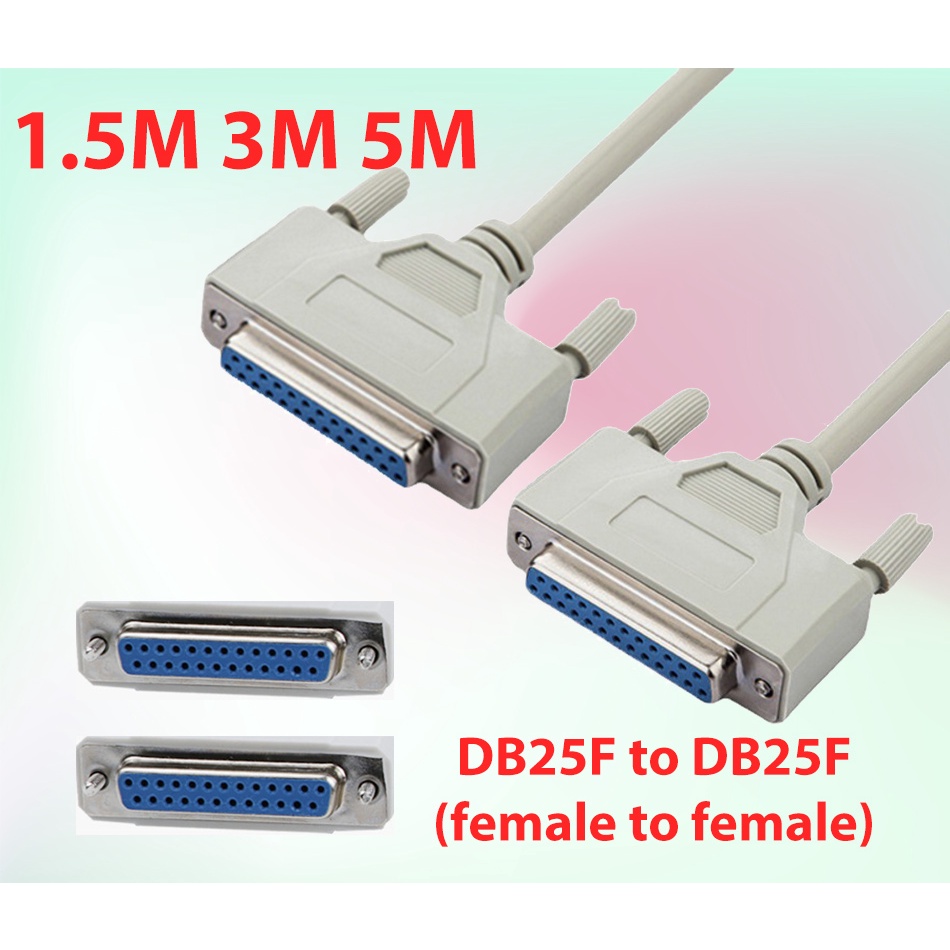 Dây cáp COM DB25 Female to DB25 Female 1.5m 3m 5m. DB25 Cái sang Cái, dùng cho máy công nghiệp, cơ khí, thiết bị điện tử