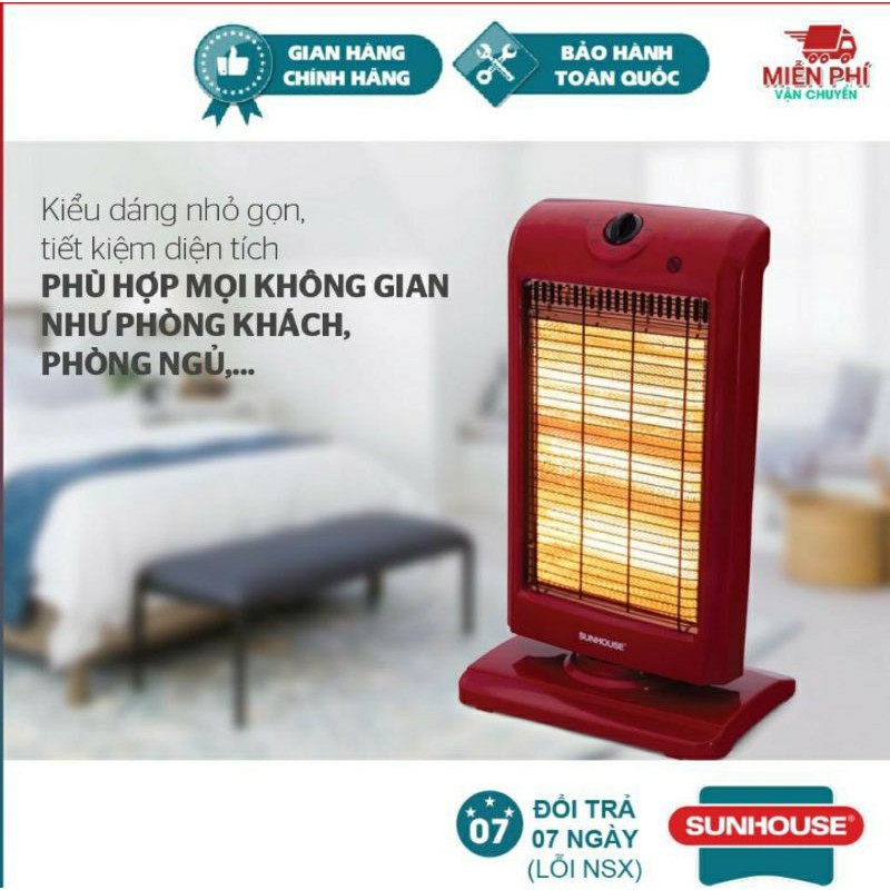 Quạt Sưởi, Máy Sưởi 3 Bóng Sunhouse Halogen SHD 7016 Hàng Chính Hãng BH 12 Tháng Toàn Quốc