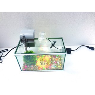 🐬 Bể cá viền gương 25cm kèm lọc thác mini , đèn led hồ cá