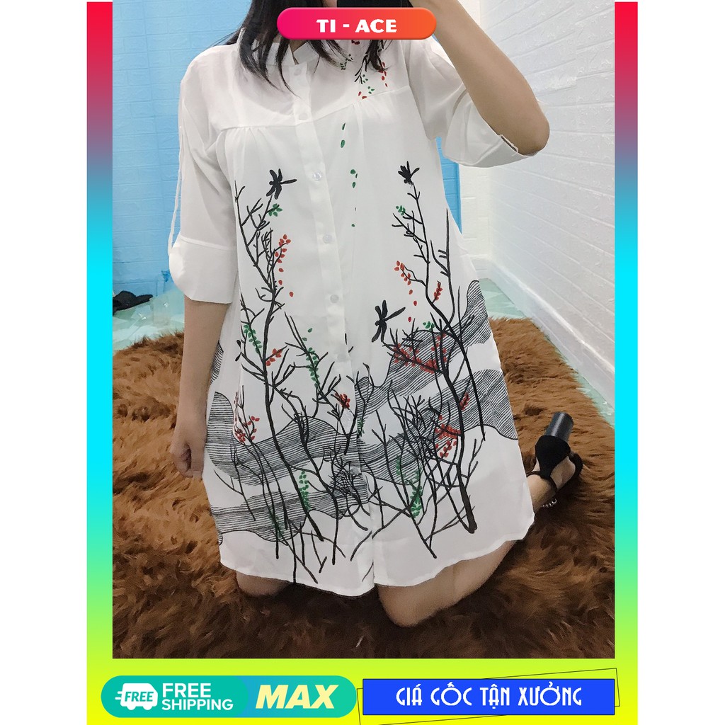 Đầm Sơ Mi 2 Lớp In Họa Tiết💕𝑭𝑹𝑬𝑬𝑺𝑯𝑰𝑷💕[Giá gốc tận xưởng]