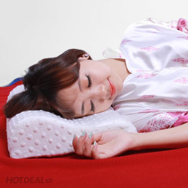 Gối ngủ chống ngáy cho người lớn chất liệu cao su non thiên nhiên gợn sóng chống đau mỏi cổ