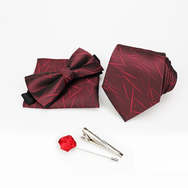 Bộ Cà Vạt + Khăn Tay + Nơ Phong Cách Hàn Quốc Lịch Lãm Cho Chú Rể