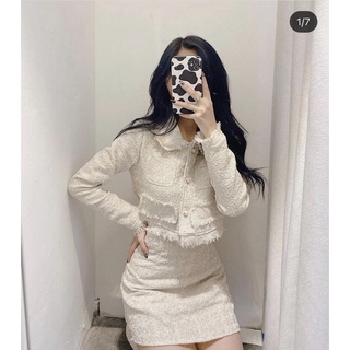 Set váy vải tweed dạ