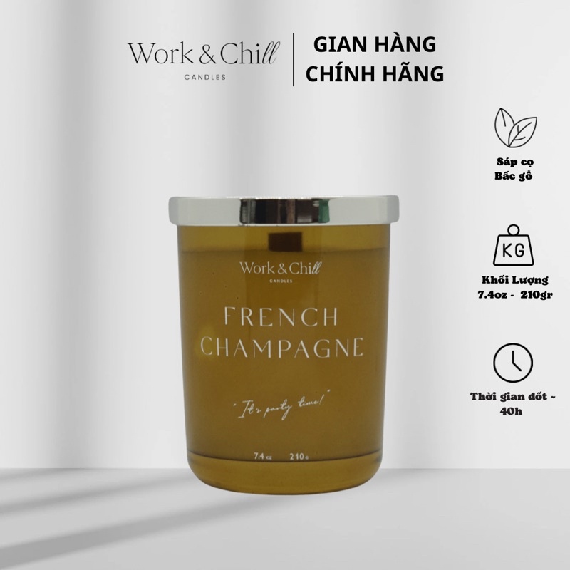 Nến thơm cao cấp French Champagne thương hiệu Work & Chill 7.4 oz