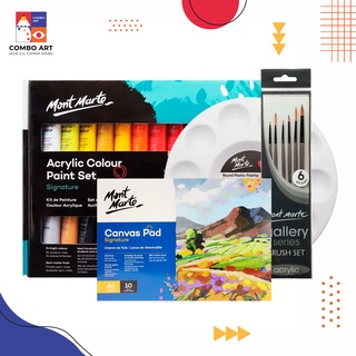 Combo màu acrylic 24*36ml + cọ vẽ + khay pha màu + canvas vẽ tranh