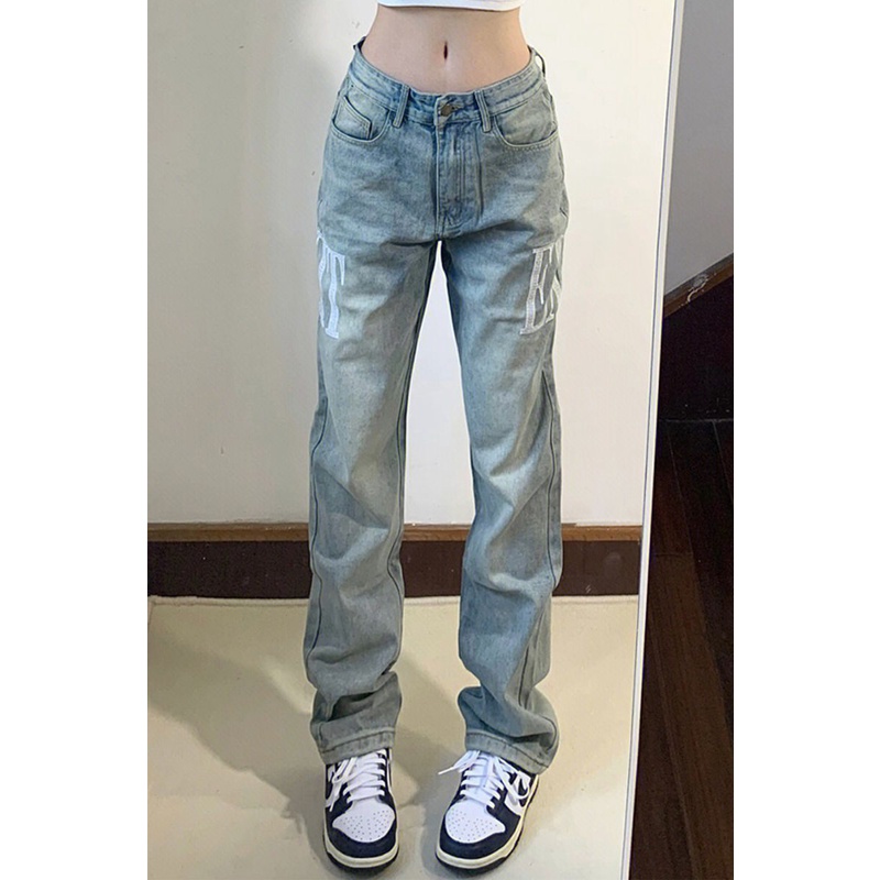 Quần Jeans Dài Thêu Chữ Thời Trang Dành Cho Nữ