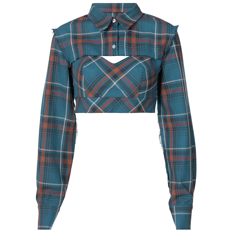 DUNEA Áo hai dây phối ngoài họa tiết ca rô thời trang thanh lịch cho nữ