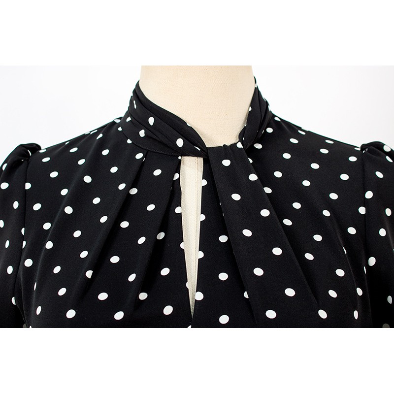 rose blackpink Đầm Tay Phồng Họa Tiết Chấm Bi Xẻ Tà Xinh Xắn Dành Cho Nữ | BigBuy360 - bigbuy360.vn