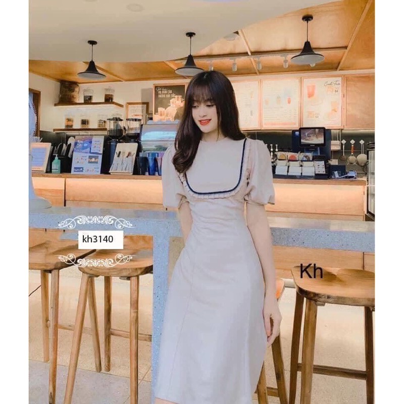 [Mã FAXANH1505 giảm 10K đơn 50K] Váy nữ be pha tay bồng
