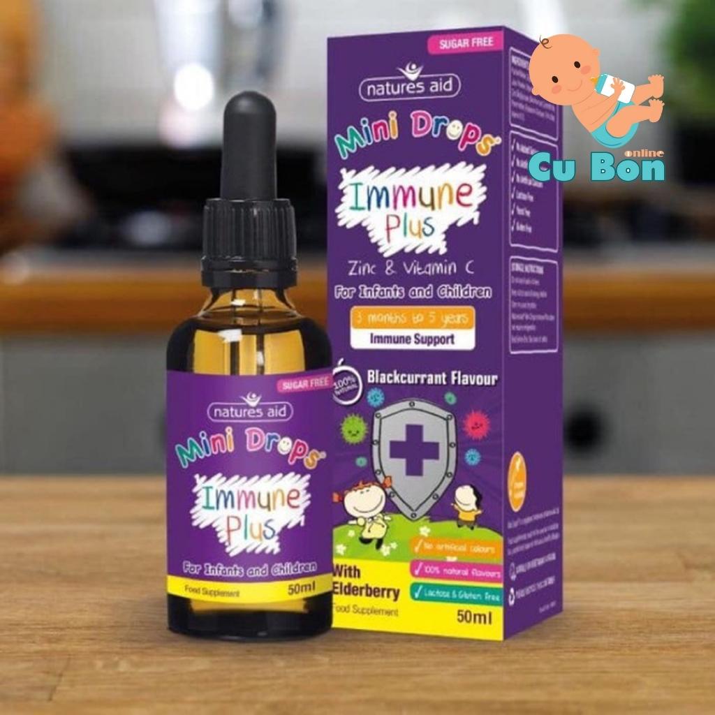 Tăng Sức Đề Kháng Natures Aid Mini Drops Immune Plus 50ml Bổ Sung Kẽm, Vitamin C Cho Bé Từ 3 Tháng đến 5 Tuổi của Anh
