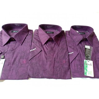 Áo sơ mi nam tay ngắn họa tiết màu tím hiệu Belluni 088#01 (size 41,43)