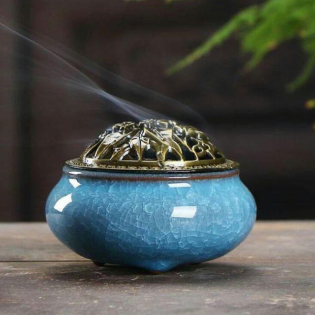 Lư Xông Trầm Hương Đỉnh Đốt Nhang Chất Liệu Gốm Sứ