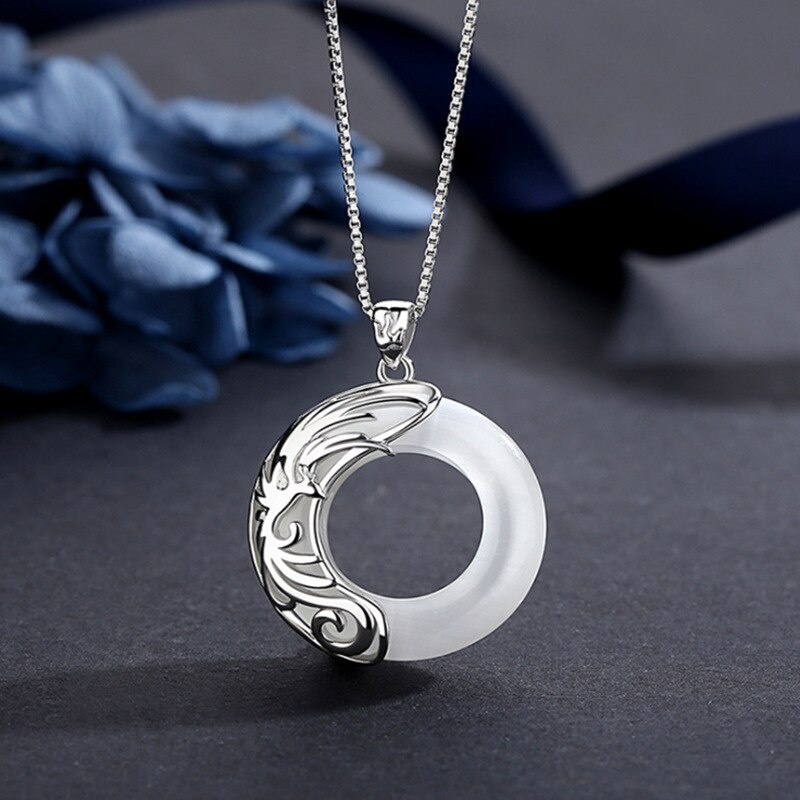 Set 1/2 dây chuyền màu trắng đen cho cặp đôi