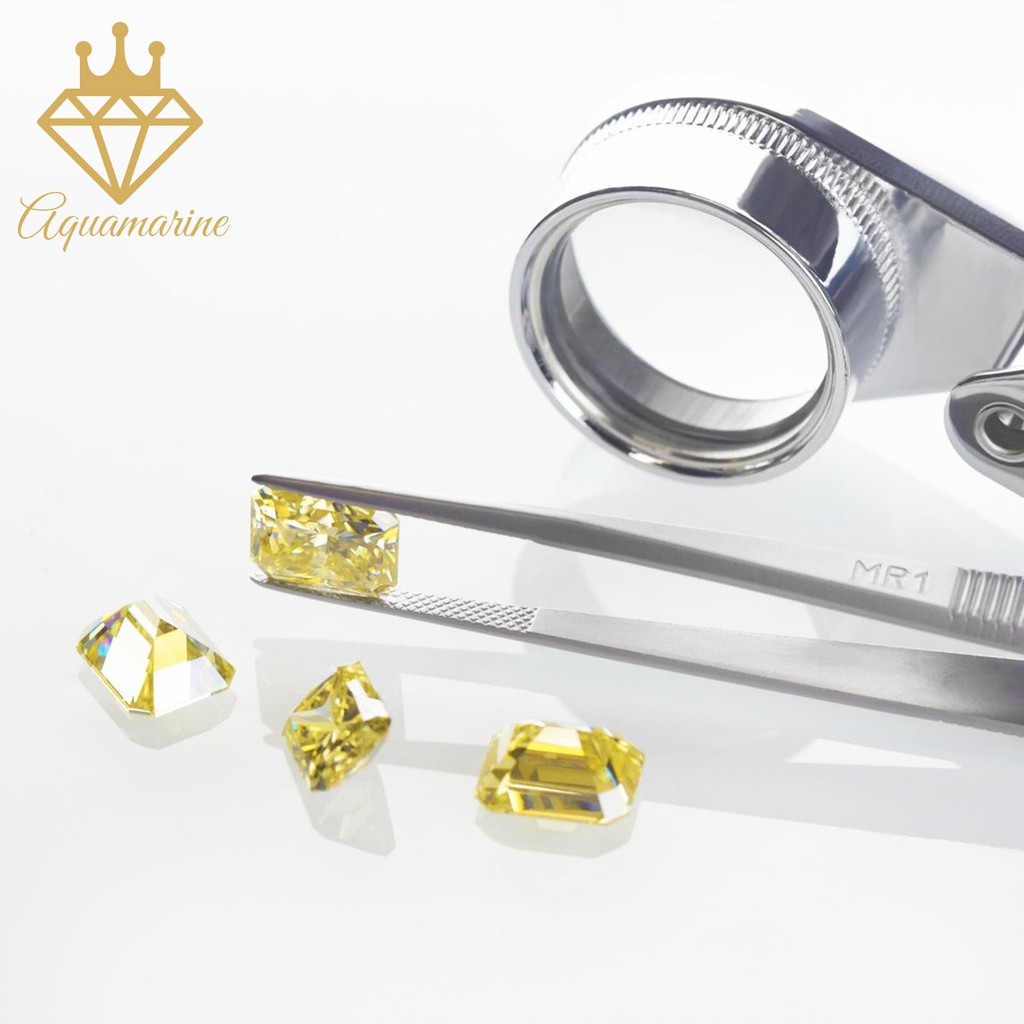 Kim cương nhân tạo Moissanite Radiant vàng vivid