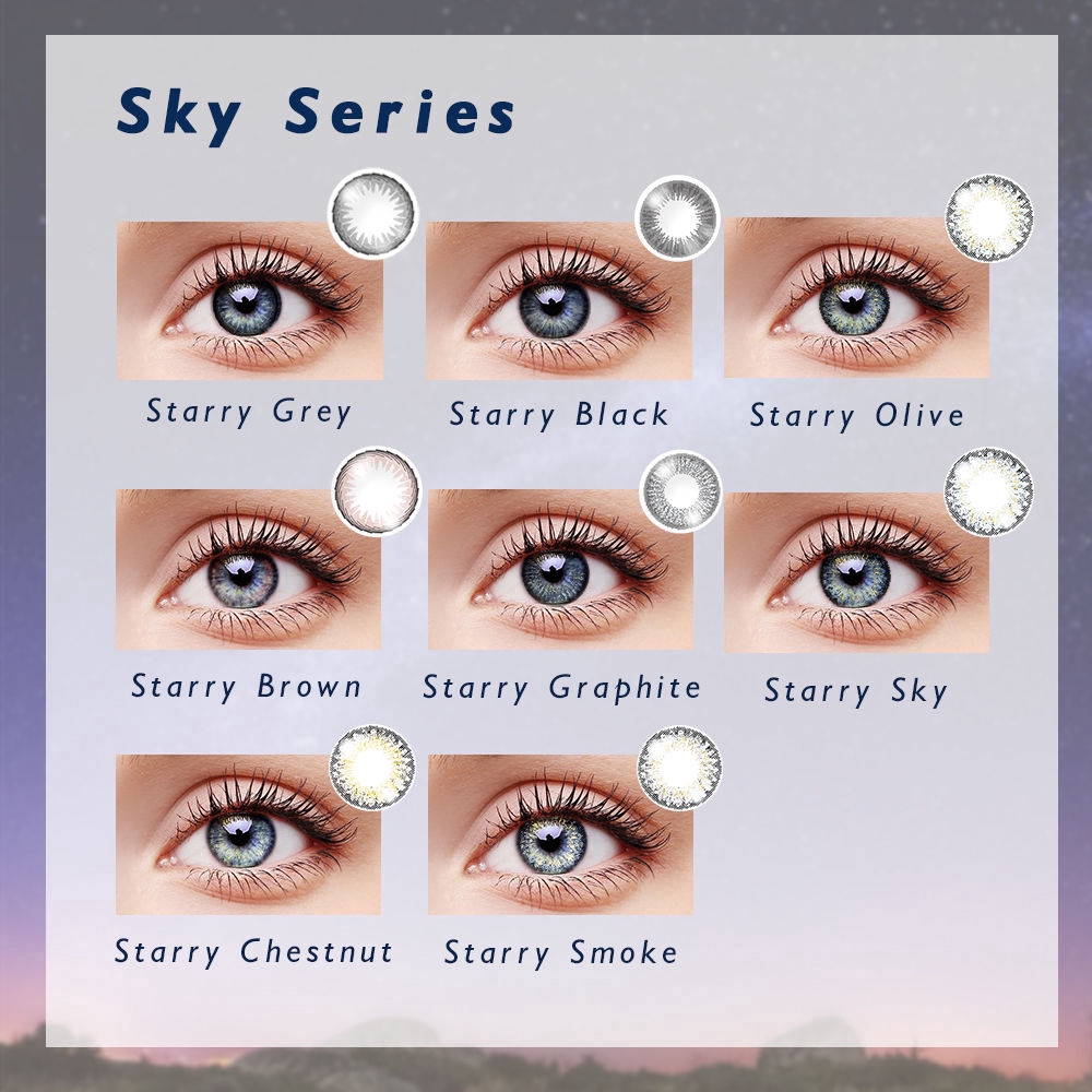 Cặp kính áp tròng EllieCoo màu xám long lanh series Sky