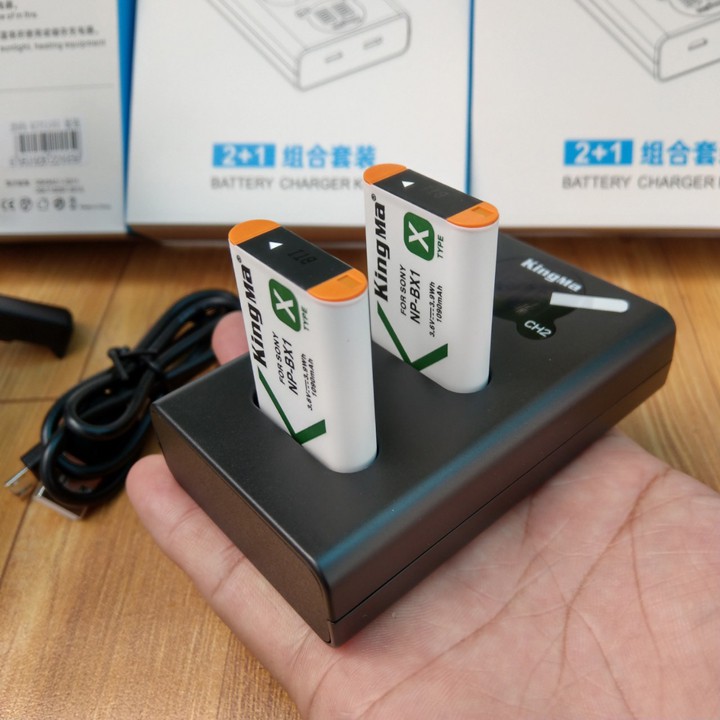 Bộ 2 pin 1 sạc đôi Kingma cho Sony NP-BX1 + Hộp đựng Pin