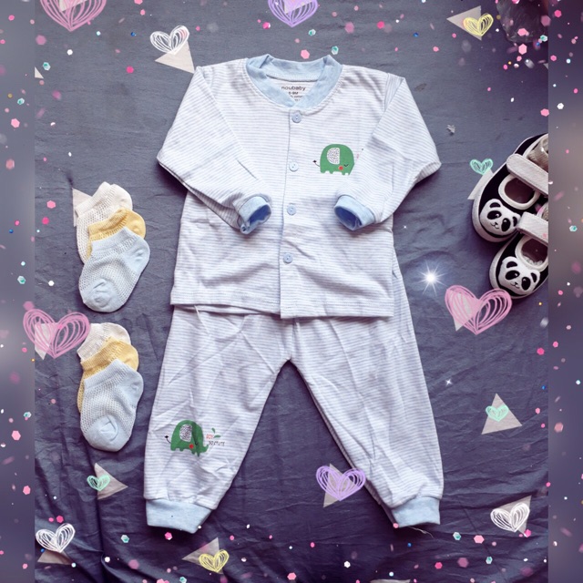 Bộ Dài Tay Kẻ NouBaby hình ngộ nghĩnh cực thích( cúc giữa) Qate180