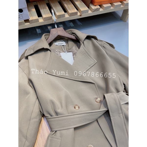 Áo khoác mangto lỡ kèm đai chính hãng Boiling