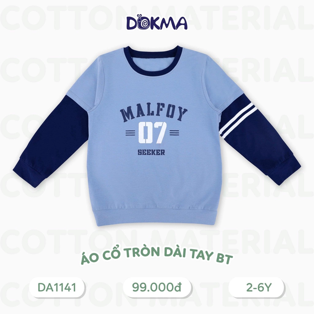 Áo cổ tròn dài tay bé trai Zalang DOKMA  DA1141 2-6y