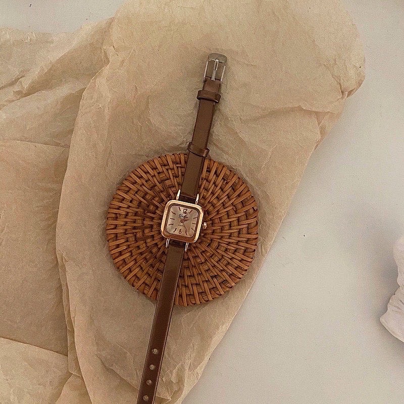 Đồng hồ nữ dây da mảnh mặt kính 3D kiểu dáng thời trang size 20mm nhỏ xinh DH3D LOUSMORE