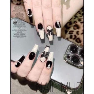 Nail box dài c083 móng up thiết kế đen trắng cebi.nailbox
