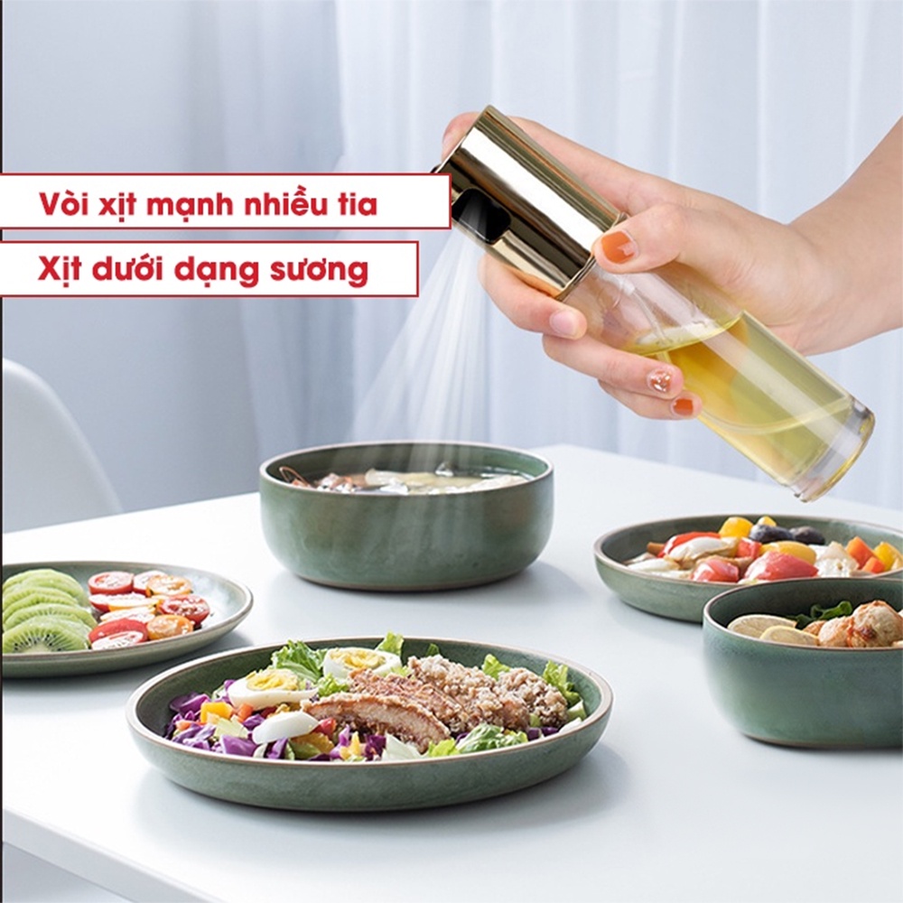 Bình Xịt Dầu Ăn Phun Sương Cầm Tay - Bình Thủy Tinh Mini Xịt Dầu Ăn, Giấm Ăn