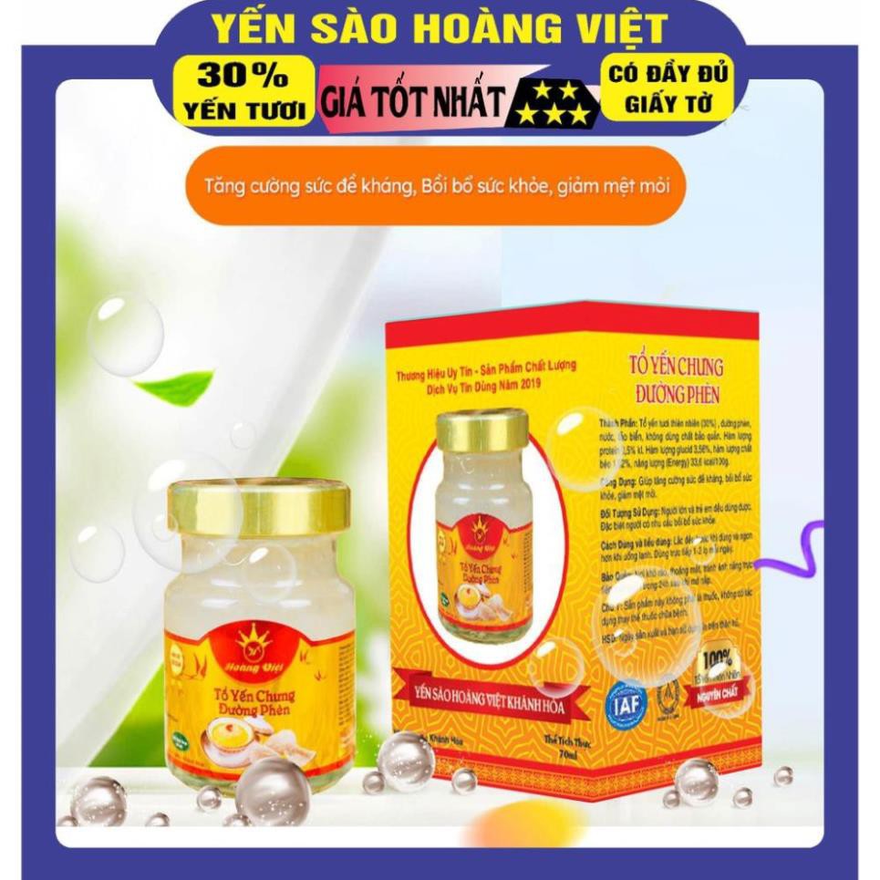 Tổ Yến Chưng Đường Phèn Yến Sào Hoàng Việt Tổ Yến Tươi Thiên Nhiên 30% Hũ Thủy Tinh 70 ML Được Xem Trước Khi Nhận.