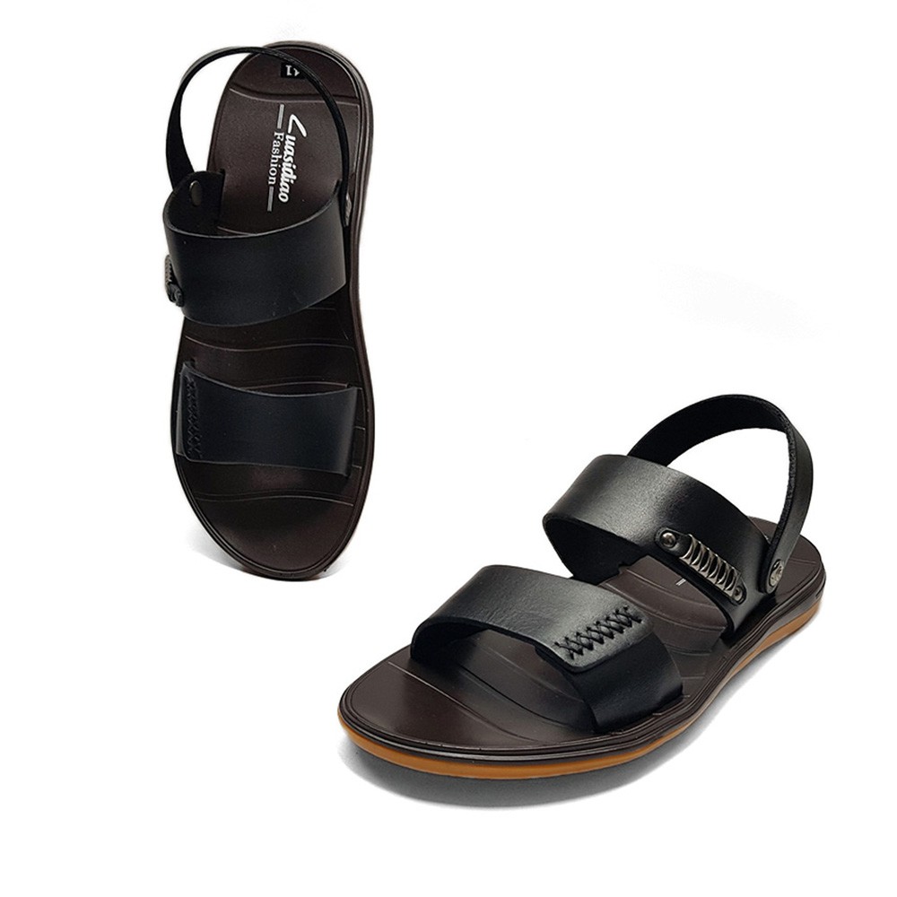 Sandal Nam Da Bò Thật Quai Ngang Ensado DE0716