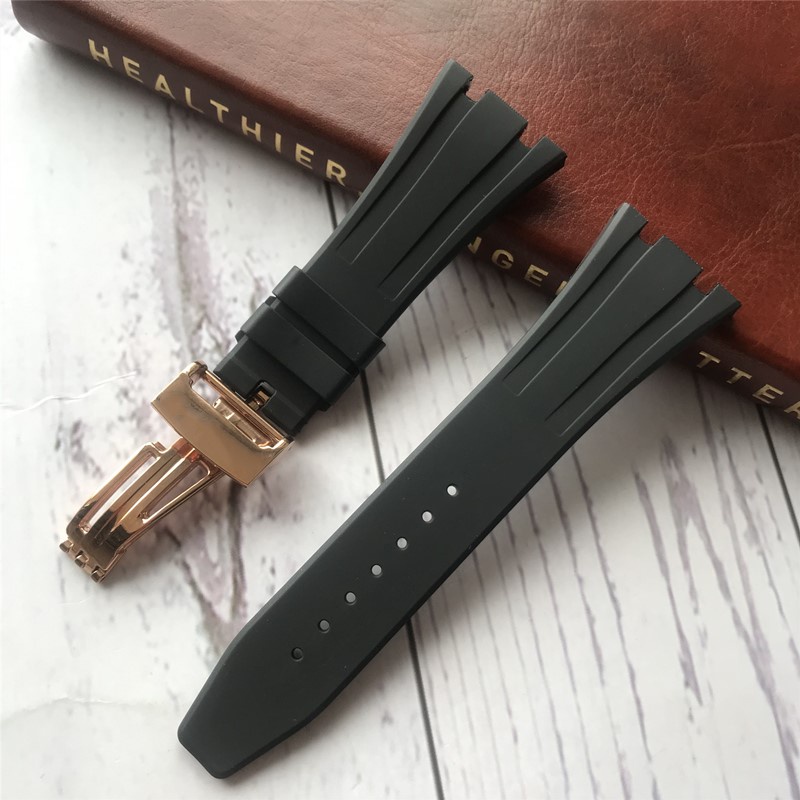 Thay thế Audemars Piguet Dây đeo bằng cao su Dây đeo đồng hồ AP Royal Oak Dòng sản phẩm ngoài khơi Gấp khóa Vòng đeo tay silicone không thấm nước 26