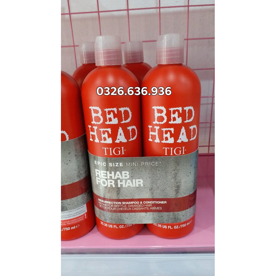 Bộ dầu gội xả Tigi Bed Head đỏ phục hồi cấp độ 3 750ml/chai