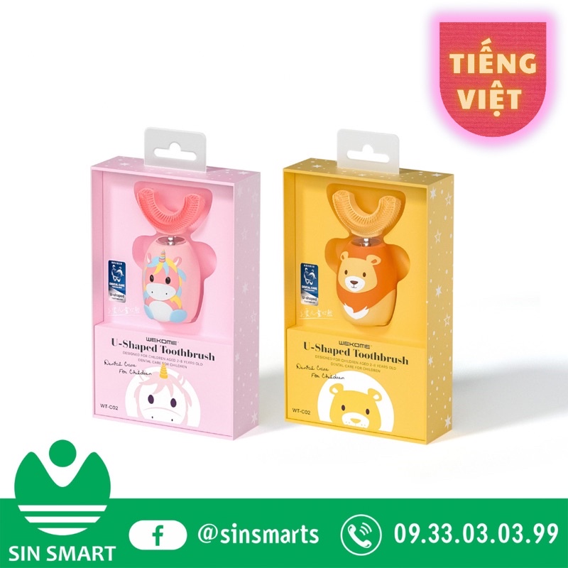 Bàn chải đánh răng điện tự động chữ U cho bé WK WT-C02 dung lượng pin 350mAh