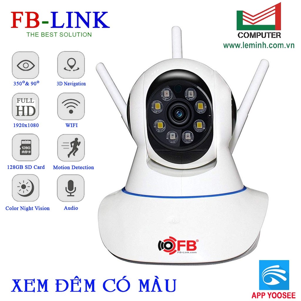 Camera IP Wifi FB-Link GT-3442 Full HD xoay 355 độ hình ảnh xem chất lượng đẹp giao tiếp âm thanh 2 chiều