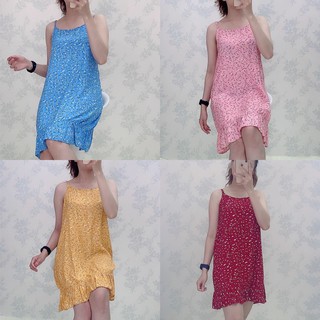 Váy ngủ hai dây vải lanh thái họa tiết hoa nhí siêu xinh