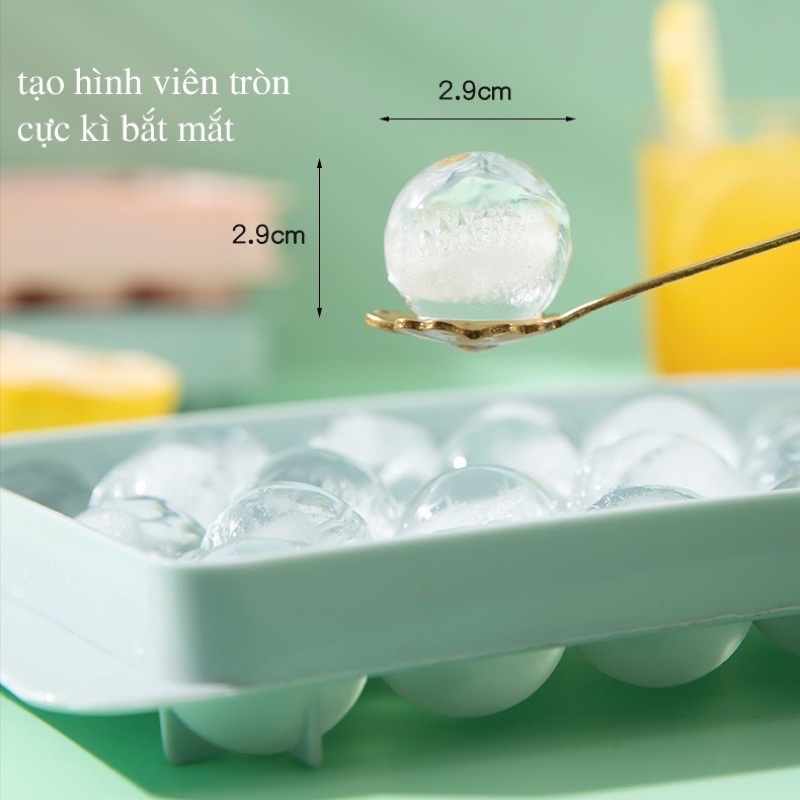 Khay đá bi tròn tủ lạnh 33 viên có nắp đậy Việt Nhật, Khuôn làm thạch hoa quả hình bi tròn ngộ nghĩnh