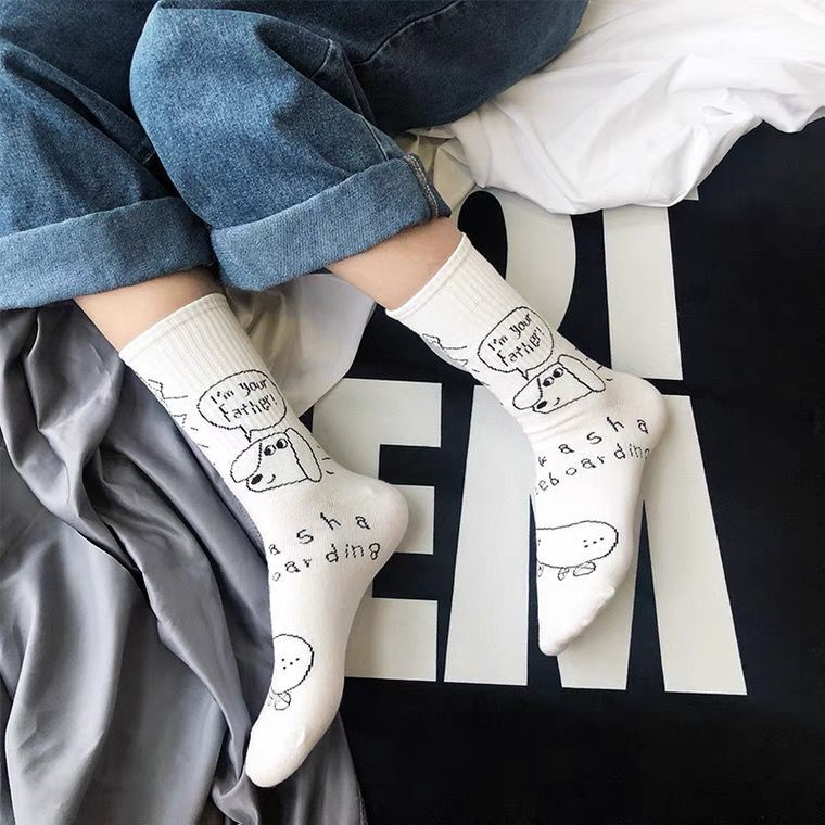 Tất cotton cổ cao họa tiết nhiều kiểu xinh xắn phong cách Hàn Quốc cho nam và nữ