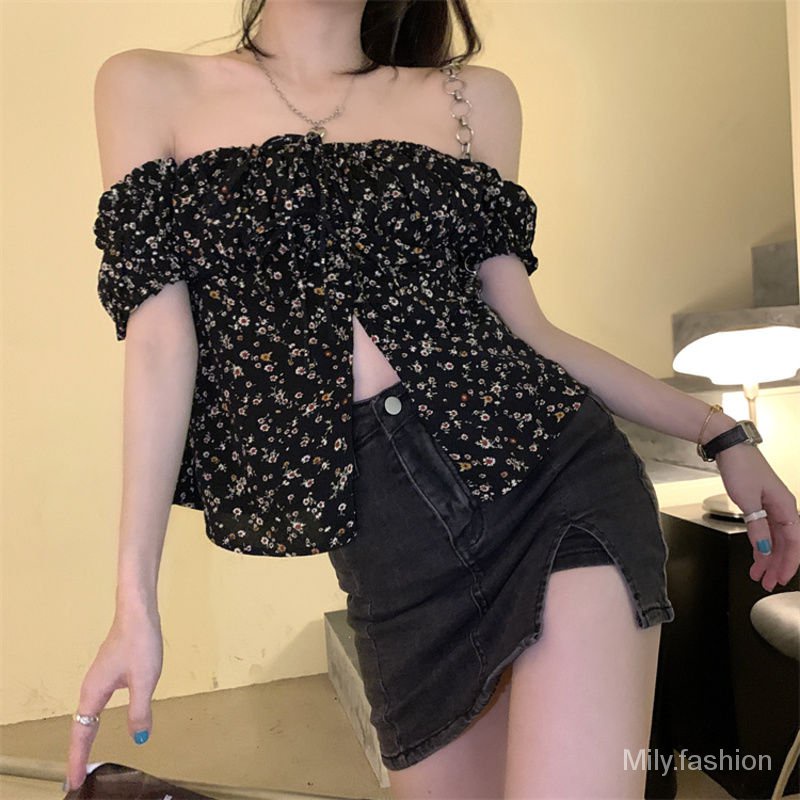 Áo Kiểu Trễ Vai Tay Ngắn In Hoa Thời Trang Pháp 2021 F6cB | BigBuy360 - bigbuy360.vn