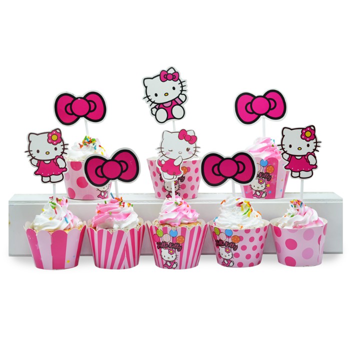 12 NHÃN QUẤN BÁNH CUPCAKE + 12 TEM CẮM BÁNH CUPCAKE (09 CHỦ ĐỀ) trang trí sinh nhật